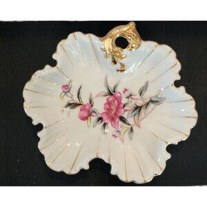 Vintage Trimont Ware Porcelain Candy or Trinket Leaf Shaped Dish Made in Japan